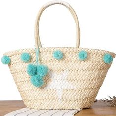 Material: Made Of High Quality Straw, Handmade Classic And Environmental. Easy To Take, It Is Suitable For Shopping, Traveling, Beach, And Daily Use. Suitable For Summer, So You Always Feel Cool. Summer Beach Style, Easy To Match, You Will Love This Straw Tote Bag! Fit For All Style Of Clothes. An Unforgettable Gift For Women: This Is A Unique Gift Handcrafted By Artisans. Whether You Keeping It To Yourself Or Gifting Someone You Care, It Will Be Memorable And Unforgettable. 11" L X 20" W Light Blue Tote Shoulder Bag For Beach, Rectangular Natural Bag For Summer Outings, Light Blue Summer Bag For Vacation, Light Blue Shoulder Bag For Beach In Summer, Bohemian Beige Bags For Summer Outings, Natural Color Summer Shoulder Bag For Outings, Blue Rectangular Straw Bag Beach Style, Rectangular Beach Bag For Summer Outings, Bohemian Bags For Summer Outings And Beach Season