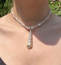 beaded necklace with silver bead accents, pearl and crystal beads, and a shell silver gilded pendant. Length: 14in Silver Bead, Silver Spring, Shell Pendant, Silver Beads, Pendant Necklaces, Crystal Necklace, Crystal Beads, Jewelry Necklace Pendant, Beauty Book