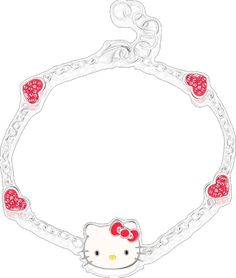 Bracelet With Heart, Womens Bracelet, Hello Kitty Sanrio, Heart Pendants, Silver Plated Bracelet, Red Hearts, Heart Jewelry, Red Heart, Gifts For Girls