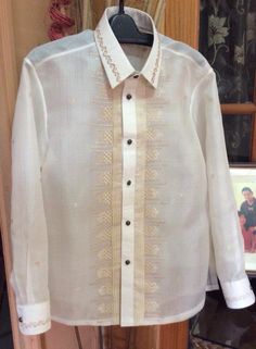 Silk Cocoon w/ Pin Tux Barong Tagalog Coat Barong, Filipiniana Wedding, Silk Cocoon, Simple Pearl, Pearl Pin, Man Bun, Pearl Headband, Try Not To Laugh