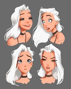 various facial expressions and hair styles for the character person from disney's frozen princess