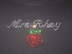 Personalized with name Apple Teacher Rhinestone Shirt womens/misses/plus sizes Apple Teacher, Teacher Apple, Teacher Name