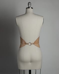 Wide curved and structured waist belt with satin ribbon ties. Style has been updated to be stitched along the waistband. Available in leather, vegan leather, or pvc. Silver-toned nickel plated steel hardware. Ribbon is premium double-faced satin ribbon imported from Japan. Shown in natural tan leather. Ribbon is matches material color (clear has black ribbon). Custom sizing available. All pieces are MADE TO ORDER, standard sizes XS-4XL. If your measurements fall outside these standards or you ar Fitted Leather Corset Belt, Chic Fitted Leather Corset Belt, Chic Fitted Beige Corset Belt, Beige Fitted Chic Corset Belt, Chic Beige Fitted Corset Belt, Chic Beige Corset Belt, Leather Corset Belt For Party, Fitted Leather Belts And Suspenders, Brown Fitted Corset Belt With Removable Feature