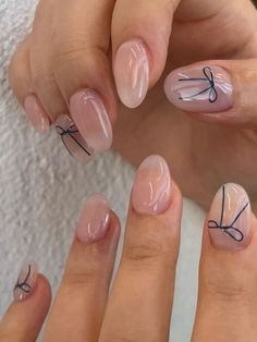 Nail Design Natural Nails Short, Dainty Short Nails, Nails Natural Short Design, French Tip With Design, Nail Piercing, Girly Acrylic Nails, Summery Nails