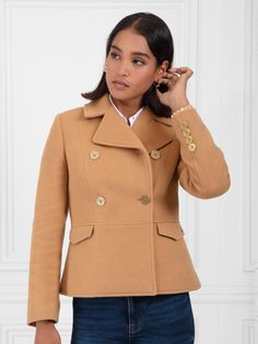 There are jackets, and then there’s the Victoria Jacket. This version of our statement Italian wool coat takes the jacket to chic new levels, with the same smart buttons and fitted waist to flatter your figure. Like its big sister, the Victoria is a formalwear favourite fit for race meets and fine dining – but its shorter style means you can also pair it with skinny jeans and heeled ankle boots for an upscale take on ‘smart casual’. Italian wool: nothing but the best Antique brass buttons: smart Work Travel Bag, Laptop Travel Bag, Jacket Cape, Brass Buttons, Deck Shoes, Chelsea Ankle Boots, Shoes Heels Wedges, Women's Jacket, Court Shoes