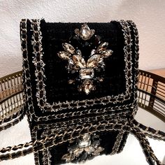 This Crossbody Bag Is Perfect For Formal Gatherings. (Only Worn A Couple Of Times.) Party Crop Tops, Acrylic Clutch, Suede Clutch, Black Leather Handbags, Floral Applique, Louis Vuitton Twist Bag, Chanel Boy Bag, Gold Studs, Leather Clutch