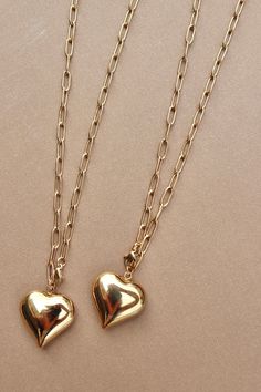 18K Gold Non-Tarnish Large Heart necklace with a trendy, paperclip link chain. Pendant Size : 1 x 1" Chain Length : 15" Extension Length: 2" Everyday Heart-shaped Cable Chain Necklace, Gold Plated Heart Necklace With Paperclip Chain, 14k Gold Heart Chain Necklace, Gold Charm Necklace With Paperclip Chain For Valentine's Day, Heart Charm Link Chain Necklace For Gift, Heart Charm Link Chain Necklace As A Gift, Gold Heart Necklace With Paperclip Chain For Valentine's Day, Heart-shaped Paperclip Chain Necklace For Gift, Everyday Heart-shaped Paperclip Chain Jewelry