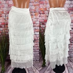 Fashionable Maxi Skirt FLOOR LENGTH Fancy SILK Italy Step Skirt Fringe WHITE 36 38 40 for Any Occa White Stretch Bohemian Skirt, Fitted White Bohemian Skirt, White Fitted Bohemian Skirt, White Bohemian Party Skirt, Bohemian White Skirt For Party, Bohemian White Party Skirt, White Bohemian Bottoms For Party, Italian Glamour, Skirt Fringe