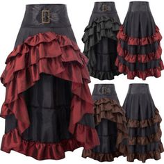 ad eBay - Womens Gothic Victorian Asymmetrical Ruffled Trim Vintage Steampunk Party Skirts - Buy Now, click the link (eBay) Steampunk Dress Victorian, Middle Ages Dress, Gaun Abad Pertengahan, Steampunk Skirt, Steampunk Dress, Gothic Skirts, Women Costume, Fest Outfits, Corset Skirt