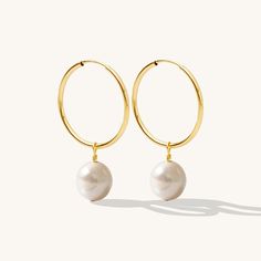 Baroque Pearl Hoop Earrings | Simple & Dainty Jewelry Future Wardrobe, Baroque Pearl Earrings, Baroque Pearl Necklace, Earrings Simple, Pearl Hoop Earrings, Gold Filled Earrings, Sterling Silver Hoops, Matching Necklaces, Simple Earrings