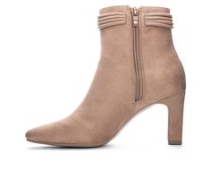 Snip toe bootie with a padded sock and knotted detailing on the shaft both fasion and fun Suede or Smooth upper, Side zip closure,3-1/4\ heel, Snip toe, Padded insole, Synthetic upper | Women's CL By Laundry Never Ending Heeled Booties in Taupe Size 5.5 Shoe Carnival, Women's Pumps, Bootie, Side Zip, Heeled Boots, Pu Leather, Womens Boots, Ankle Boot, Size 7