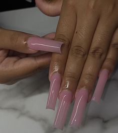 Full Set Nails Acrylic One Color, Nut Pink Nails, Long Square Acrylic Nails Pink Simple, Light Pink Long Acrylic Nails, Long Tapered Nails, Pink Tapered Square Nails, Light Pink Nails Acrylic, Clear Pink Acrylic Nails, Acrylic Nails Solid Color