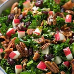 a salad with apples, cranberries and pecans