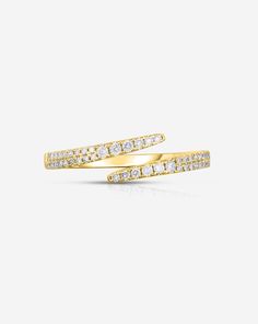 Ring Concierge Rings 14k Yellow Gold / 3 Open Diamond Wrap Ring Open Diamond Ring, Diamond Wrap Ring, Ring Wrap, Diamond Ear Cuff, Necklace Length Guide, Bracelet Size Chart, Diamond Huggies, Travel Jewelry Box, Wrap Ring