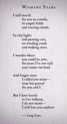 a poem written in black and white with the words wishing stars on top of it