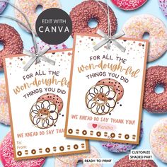 Employee Appreciation Donut Gift Tag | Wondoughful | Knead to Say | Coworker Staff Teacher Office Team Mom Thank You Recognition Donut Gift Tag, Teacher Appreciation Tags, Donut Gifts, Staff Appreciation Gifts, Employee Appreciation Gifts, Business Colors, Etsy Success, End Of School Year, Creative Freedom