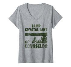 PRICES MAY VARY. Solid colors: 100% Cotton; Heather Grey: 90% Cotton, 10% Polyester; All Other Heathers: 50% Cotton, 50% Polyester Imported Pull On closure Machine Wash Lightweight, Classic fit, Double-needle sleeve and bottom hem Camp Crystal Lake Counselor, Camp Crystal Lake, Crystal Lake, Branded T Shirts, Heathers, Special Features, Heather Grey, Solid Colors, V Neck T Shirt