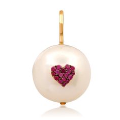 Sweet Ruby Heart Pearl Charm Ruby Heart, Great Birthday Gifts, Pearl Charms, Ruby, Gold Color, Birthday Gifts, Rose Gold, Yellow Gold, White Gold