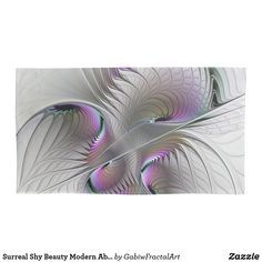 an abstract art piece with white and purple feathers in the center, on a white background