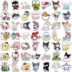 an assortment of cartoon stickers on a white background