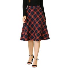 Elegant A-Line swing flare drape silhouette, give you reliable cozy all around year. Updating your plaid collection with this belted tartan skirt that features a swing flare skirt hem. The chic check and comfortable fabric make this charming pleated skirt a young preppy favorite. Merging classic feminine and modern stylish, this plaid skirt with a removable belt perfectly shows your charming silhouette. Occasion: Party, Casual, Christmas Days, Dating, Evening. Please check your measurements to m Accordion Pleats, Long Pencil Skirt, Bodycon Pencil Skirt, Classic Feminine, Tartan Skirt, Mid Skirt, Check Skirt, Fit And Flare Skirt, Black Pleated Skirt