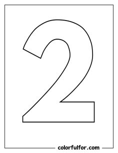 the number two coloring page is shown in black and white with an outline for each letter