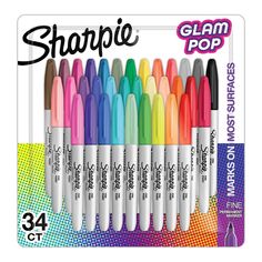 the sharpie glam pop markers are in different colors