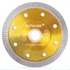 an image of a gold and silver diamond blade on a white background with the words goyonder