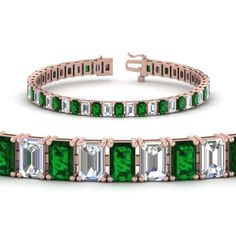 Illuminate her wrist with the lavish look of this gleaming 30ctw. diamond tennis bracelet. A row of miracles, 0.30 ct. emerald cut diamond accents radiate optimal shimmer. Each diamond is set to appear extra large and more brilliant, creating twice the sparkle. Held together with an open box clasp, this 7.0-inch bracelet is a chic mix of glamour and elegance.  Emerald cut diamonds of 14.10 Total Carat Weight with Clarity VS1 and Color H in a prong setting. Total Number Of Stones:- 47 Bracelets For 7 Inch Wrist Size. This 14 Ct. Emerald Cut Tennis Diamond Bracelet is also available in your desired choice of metals and gemstones. Free shipping within USA. One Year Manufacturing Warranty. Direct Manufacturing Prices. 30 Days Return Policy with Lifetime Upgrade.  Buy now and pay late Diamond Tennis Bracelet, Emerald Cut Diamond, Box Clasp, Rose Gold Metal, Tennis Bracelet Diamond, Best Diamond, Emerald Cut Diamonds, Green Emerald, Tennis Bracelet