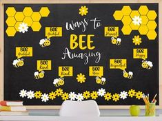 a chalkboard with bees and flowers on it that says, ways to bee amazing