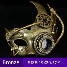 Mechanical Steampunk Retro Half Face Mask X Costume, Steampunk Masquerade, Mask Ball, Halloween Party Props, Suede Cardigan, Bronze Material, Face Makeup Brush, Half Face Mask, Leather Mask