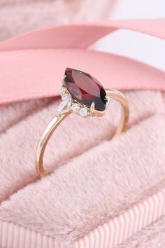 Marquise Garnet Ring, Marquise Ruby Diamond Ring, Marquise Red Diamond Ring, Red Marquise Ruby Ring With Prong Setting, Red Marquise Diamond Ring Fine Jewelry, Red Marquise Cut Gemstone Cluster Ring, Red Marquise Rings With Prong Setting, Marquise Ruby Ring Fine Jewelry, Red Marquise Cut Diamond Ring - Fine Jewelry