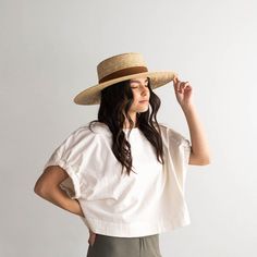 Capri Medium - GIGI PIP Gigi Pip, Straw Boater Hat, Womens Straw Hats, Straw Boater, Wide Brim Straw Hat, Boater Hat, Wheat Straw, Halo Style, Wearing A Hat