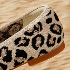 Samantha Squared-Toe Mink-Knit Flats in Dark Leopard | VIVAIA Best Shoes For Travel, Minimal Texture, Knit Wear, Square Toe Sandals, Square Toe Heels, Pointed Heels, A Cup Of Coffee, Oversized Coat, Fashion Lookbook