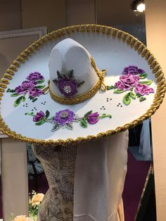 Beautiful Charro Hats. Custom colors made to order. We have Black and silver hats, white with silver and ivory with gold. The color changes are the embroidery. Please message any questions. we will not be shipping until Nov. 7 due to vacation. White Adjustable Flat Brim Costume Hats And Headpieces, Custom White Wide Brim Hat, Custom White Hats With Curved Brim, Custom Handmade White Hats, Handmade White Brimmed Mini Hats, Traditional White Wide Brim Hat, White Embroidered Flat Brim Hat, Traditional White Wedding Hat, White Embroidered Hat With Curved Brim