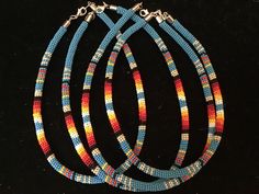 Authentic Native American Beautiful Navajo Hand Beaded Necklace/ Choker Lobster claw clasp Handcrafted by Navajo Artist Harriet Crosby ❤️ Southwestern Beaded Necklaces, Southwestern Blue Beaded Necklace With Tiny Beads, Multicolor Southwestern Style Beaded Necklaces, Hand Beaded Necklace, Native American Design, Beaded Lanyards, Native Jewelry, Southwestern Jewelry, Beaded Choker Necklace