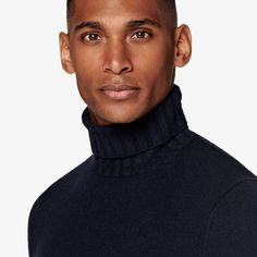 A versatile shade meets a classic winter style in this luxurious navy turtlneck sweater-wear it on its own or pair it with a jacket for a casually refined take on seasonal styling. Navy Polo Sweater For Winter Workwear, Navy Fine Knit Sweater For Fall, Classic Navy Polo Sweater For Fall, Navy Fitted Sweater For Winter, Winter Business Cashmere Sweater, Cashmere Sweater For Business In Winter, Cashmere Business Sweater For Winter, Elegant Winter Business Sweater, Elegant Business Winter Sweater