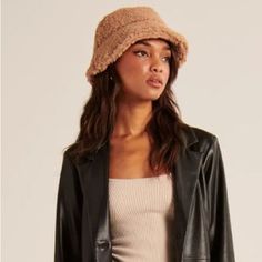 Nwt One Size Thank You For Checking Fuzzy Bucket Hat, Floral Bucket Hat, Leather Baseball Cap, Gray Cap, Athleisure Casual, Pink Polka Dot Dress, Navy Hats, Brown Hats, Winter Hats Beanie