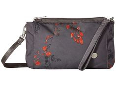 Haiku Stride (Gray Wisteria Print) Cross Body Handbags. Stay versatile as you take on the day with the style-savvy Haiku Stride bag! Clutch bag constructed from CyclePET polyester  a durable fabric made from recycled water bottles. Main compartment fits your passport  receipts  smart phone  lip gloss  and other small essentials. Secure zip closure. Three interior compartments with six card slots. Detachable  adjustable shoulde #Haiku #BagsandLuggage #Handbag #CrossBody #Black Large Wallet, Crossbody Bag Women, Vans Shop, Crossbody Clutch, Comfortable Sandals, Small Purse, Wisteria, Wrist Strap