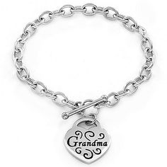 A lovely gift idea for the person who’s always been there for you. Designed with high polish oxidized stainless steel  this beautiful bracelet features an engraved heart shaped charm with your choice of “Mom”  “Nana”  “Grandma”  “Sister” or “Daughter.” This statement piece secures with a trendy toggle clasp. Show her how much you care with this gorgeous accessory! Mother's Day Engraved Stainless Steel Name Bracelet, Engraved Charm Bracelet For Valentine's Day Personalized Gift, Personalized Stainless Steel Heart Bracelet For Mother's Day, Engraved Heart Name Bracelet For Mother's Day, Engraved Heart-shaped Name Bracelet For Mother's Day, Heart-shaped Engraved Name Bracelet For Mother's Day, Personalized Heart-shaped Charm Bracelet, Mother's Day Engraved Heart Name Bracelet, Personalized Stainless Steel Heart Bracelet As Gift