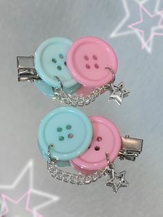 This price is for a pair of hairclips only, others are not included. Cute Core Accessories, Decora Kei Accessories, Decora Clothes, Zombie Accessories, Hair Clips Design, Cute Accessories Kawaii, Pink And Blue Aesthetic, Decora Accessories, Silly Earrings