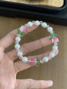 Multicolor  Collar  Cultured Pearl   Embellished   Women Fashion Jewelry Cute Beads Accessories, Bracelet Patterns Glass Beads, Macrame Beaded Bracelet, Simple Beads Bracelet, Bracelet Inspo Beads, Home Made Bracelet, Glass Bead Bracelet Ideas, Pearl Bracelet Ideas, Bracelets Clay Beads