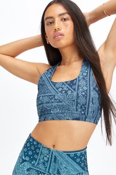 Boost Medium Impact Sports Bra Fabletics blue female Activewear >> Womens >> Sports Bras >> Medium Impact regular Training/Yoga and Studio Removable Bra Cups/Strappy Classic style with strappy back details Fabletics FIT App Trainer Approved Blue Nova, Blue Sports Bra, Fit App, Blue Bandana, Bandana Print, Bra Cups, Drills, Sports Bras, Blue Cream