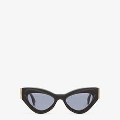 Cat eye FF Diamonds glasses in black acetate. Temples with functional FF Diamonds hinges in gold-finish metal. Blue lenses. Made in Italy. One Size Acetate Sunglasses, Fragrance Gift, Clutch Pouch, Blue Lenses, Women Essentials, Boot Accessories, Boston Bag, Beachwear For Women, Ski Wear