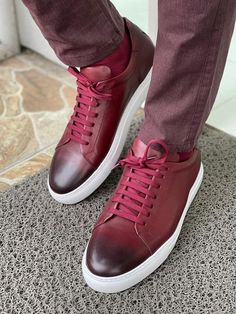 Argeli Burgundy Lace-Up Mid-Top Sneakers-baagr.myshopify.com-shoes2-BOJONI