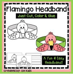 flamingo headband for kids to color and glue