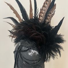 From Her Early Days Custom Missg Designs One Of A Kind Headpiece. Feather Mohawk Headpiece. Attaches With Slide Comb Mohawk Headpiece, Feather Mohawk, Headpiece, Comb, Black And Brown, Women Accessories, Hats, Women Shopping, Black