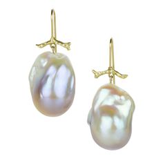 Annette Ferdinandsen Pave Diamond Branch and Baroque Pearl Earrings | Quadrum Gallery Baroque Pearl Earrings, Yellow Gold Earrings, Yellow Gold Earring, Hudson Valley, Pearl Drop Earrings, Gold Pearl, Pearl Drop, Baroque Pearls, Pave Diamonds