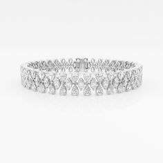 Badgley Mischka 9 1/4 ctw Pear and Marquise Lab Grown Diamond Alternating Fashion Bracelet - 7 Inches 14K White Gold FG, VS2+ Luxury Marquise Cubic Zirconia Tennis Bracelet, Luxury Silver Marquise Diamond Bracelet, Luxury Marquise Diamond Bracelet With Brilliant Cut, Luxury Marquise Diamond Bracelet For Anniversary, Luxury Marquise Brilliant Cut Diamond Bracelet, Luxury Marquise Diamond Bracelet For Formal Occasions, Classic Marquise Diamond Bracelet In White Gold, Classic Marquise White Gold Diamond Bracelet, Luxury Marquise Tennis Bracelet With Prong Setting