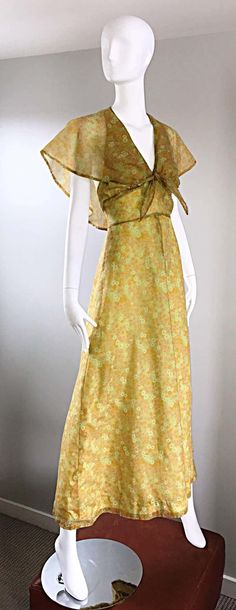 70’s Dresses, 70s Wedding, 70s Tops, Print Chiffon Maxi Dress, Chartreuse Green, 70s Dress, Chiffon Maxi, Chiffon Maxi Dress, Historical Dresses